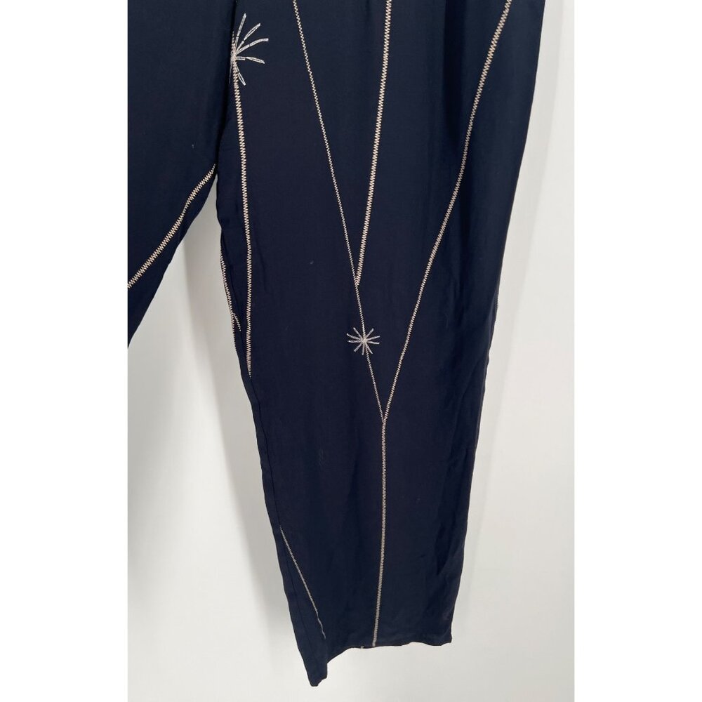 Vintage David Dart Womens Pants Embroidered Blue Pull On Elastic Waist Size XL - Picture 4 of 9